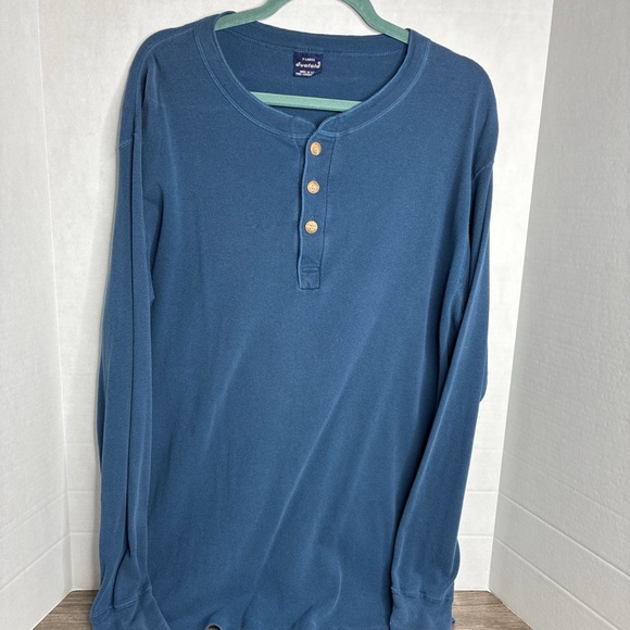 DUOFOLD Shirt Mens XL Henley Long Sleeve Baselayer Blue Vintage USA Cotton - Picture 1 of 6